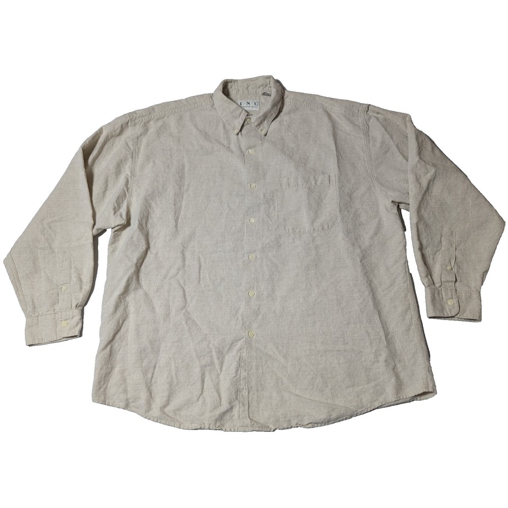 VTG INC INTERNATIONAL CONCEPTS Raw Natural Linen Blend Button L/S Shirt - Men XL